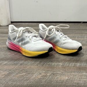 Adidas Kids Ultrarun Sneakers in White, Pink and Yellow Size 3.5 Big Kids